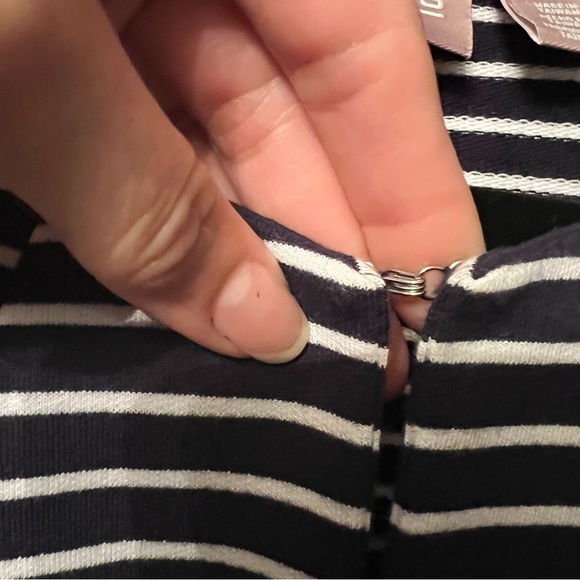 Chico's 3 womens Cardigan Sweater Blue & White striped 1 Button Striped - Picture 5 of 10